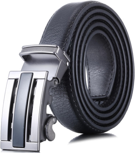 Mio Marino Boys Black Leather Adjustable Ratchet Track Belt - BRB001-5612-BK