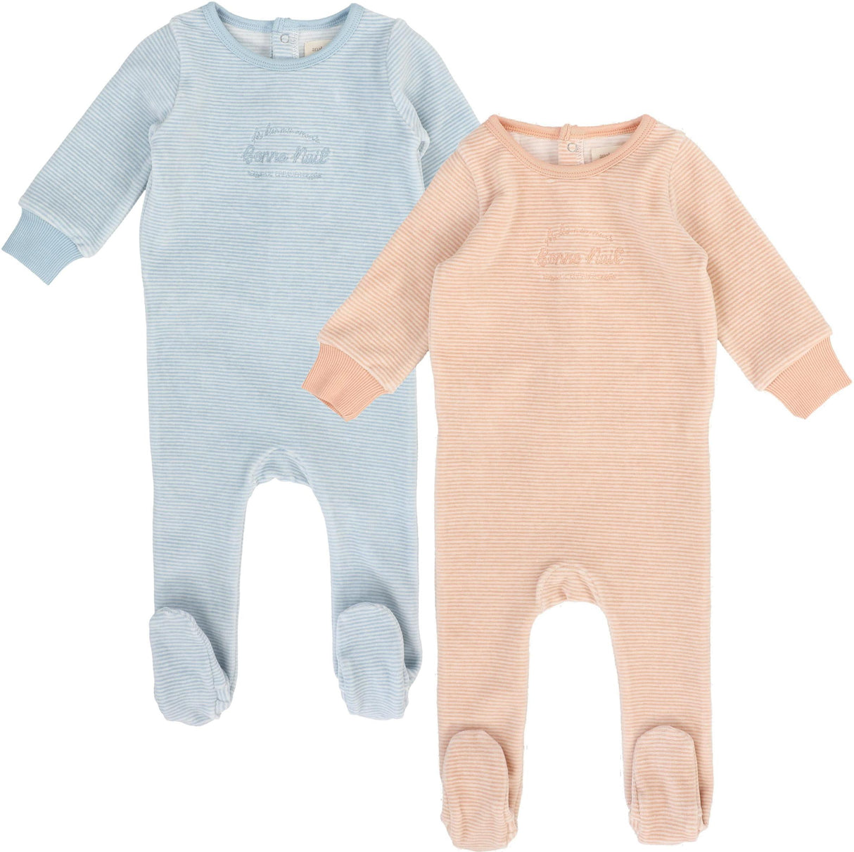 Lil Legs Pitter Patter Collection Baby Boys Girls Velour Stripe Footie - AF26S311
