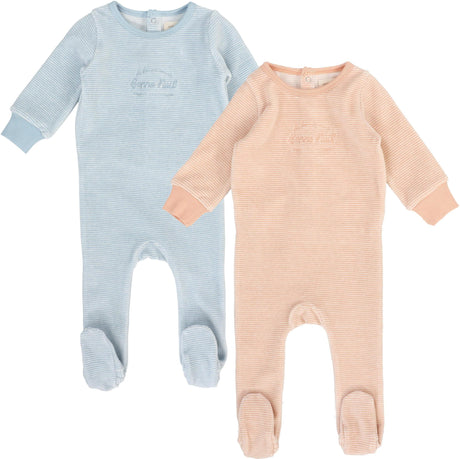 Lil Legs Pitter Patter Collection Baby Boys Girls Velour Stripe Footie - AF26S311