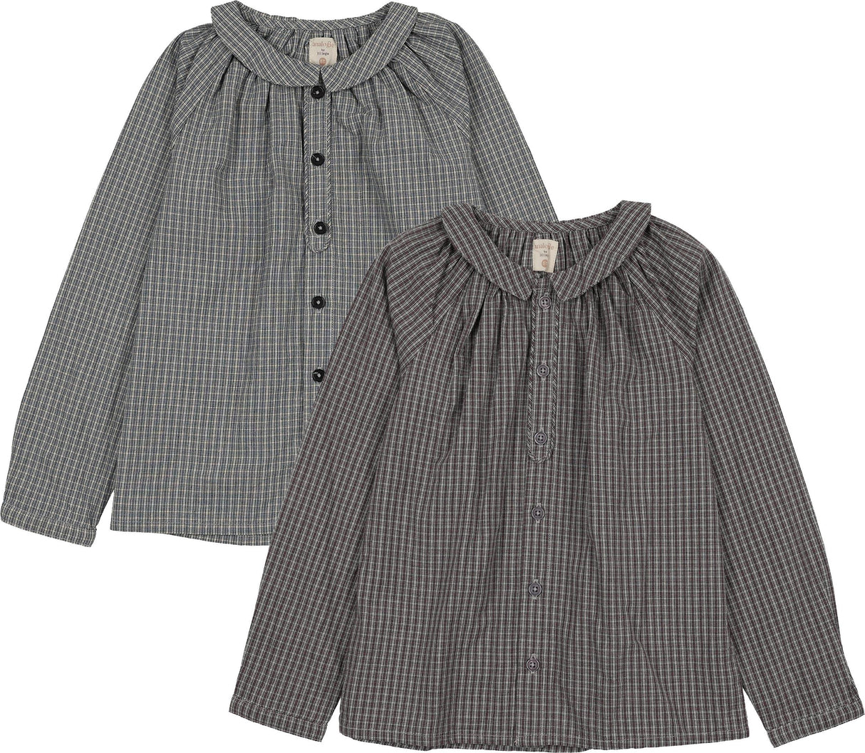 Analogie by Lil Legs Plaid Edition Collection Toddler Boys Peter Pan Collar Long Sleeve Dress Shirt - AF26S533