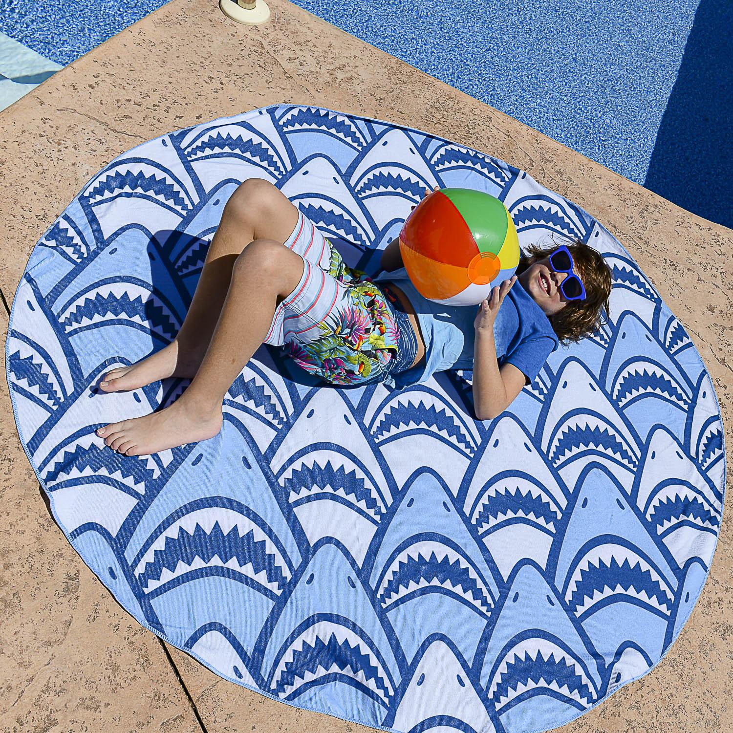 Watchitude Large Round Shark Frenzy Towel