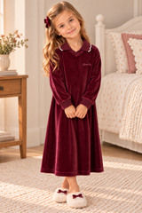 L'amour Lou Girls Velour Polo Nightgown - LLFW05