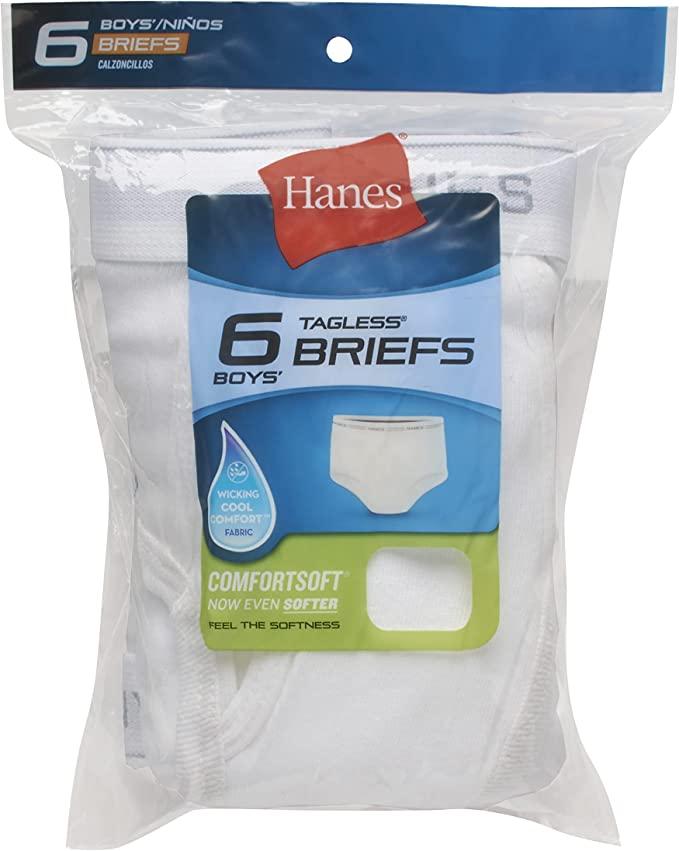 Hanes Boys White Briefs - B252P6 - 6 Pack