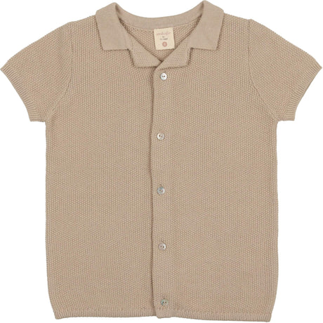 Analogie by Lil Legs Shabbos Collection Boys Knit Grandpa Short Sleeve Dress Shirt with No Collar