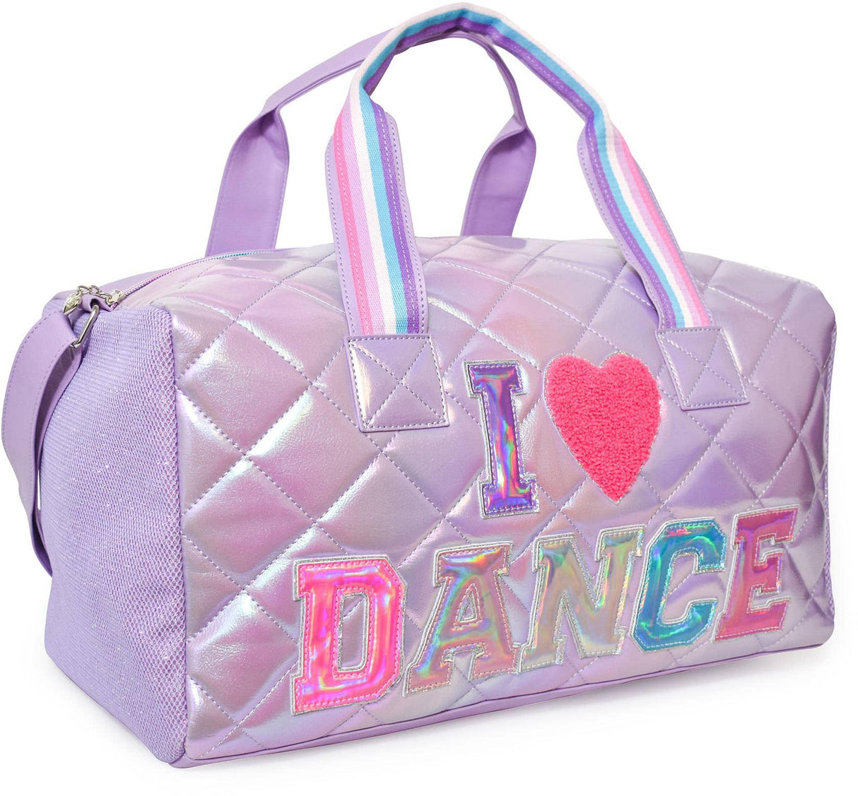 OMG Quilted I 💗 Dance Lavender Metallic Large Duffle Bag - DNC-DF86
