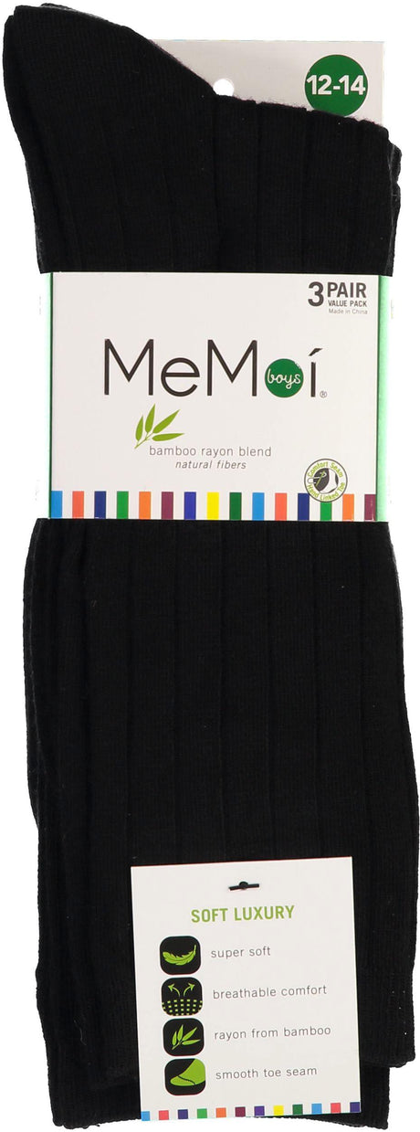 Memoi Boys Bamboo 3 Pack Ribbed Dress Socks - MK-10960